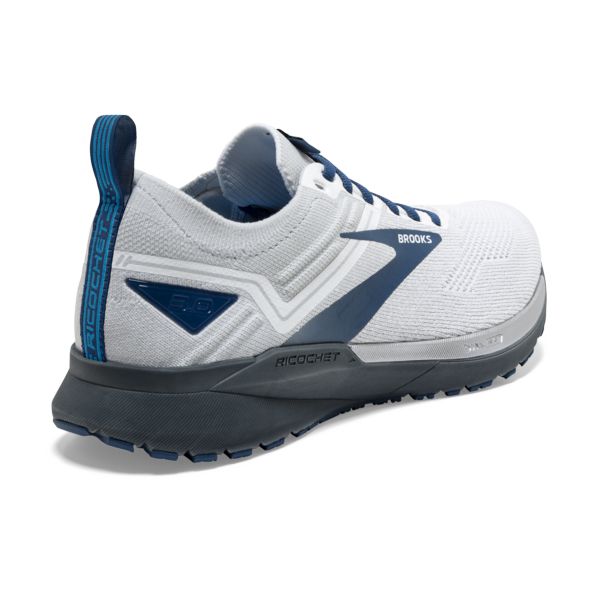 Brooks Ricochet 3 Men's Road Running Shoes White / Grey / Blue | USA-45936