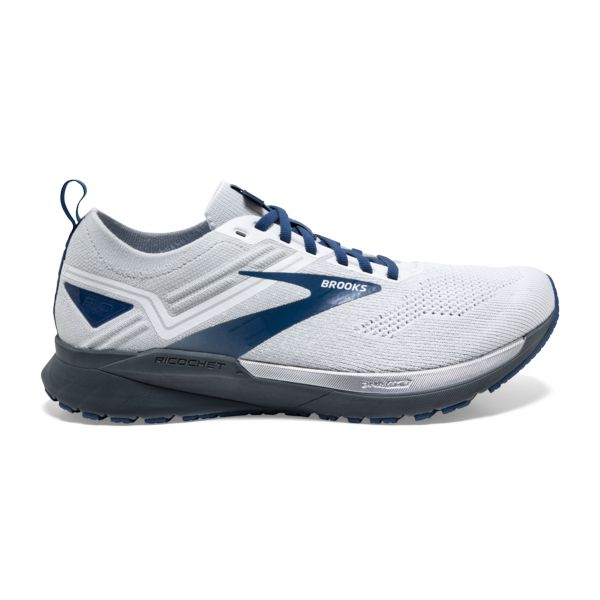 Brooks Ricochet 3 Men\'s Road Running Shoes White / Grey / Blue | USA-45936