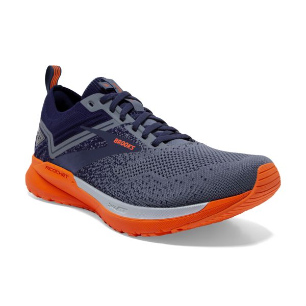 Brooks Ricochet 3 Men's Road Running Shoes Navy / Grey / Orange | USA-485093