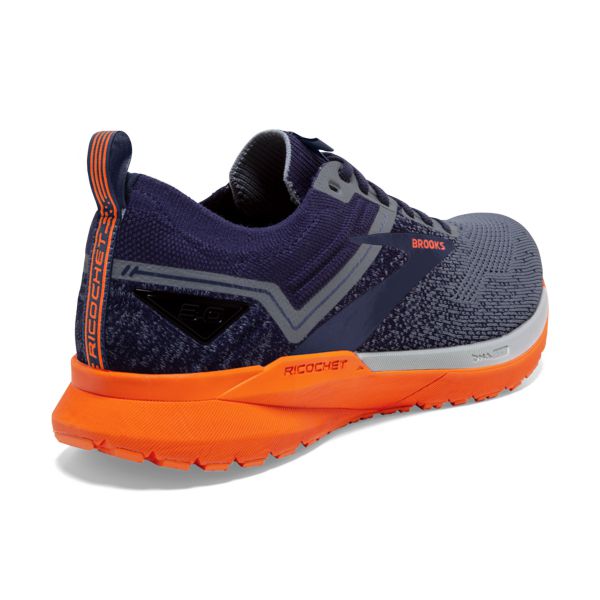 Brooks Ricochet 3 Men's Road Running Shoes Navy / Grey / Orange | USA-485093