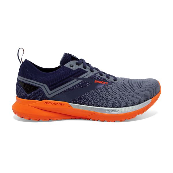 Brooks Ricochet 3 Men\'s Road Running Shoes Navy / Grey / Orange | USA-485093