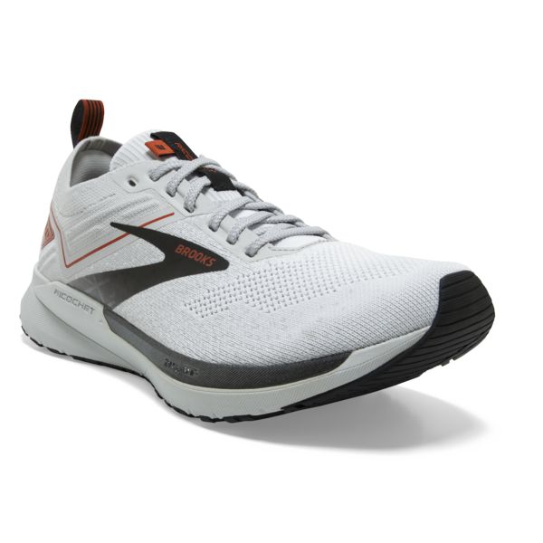 Brooks Ricochet 3 Men's Road Running Shoes White / Grey / Orange | USA-527360