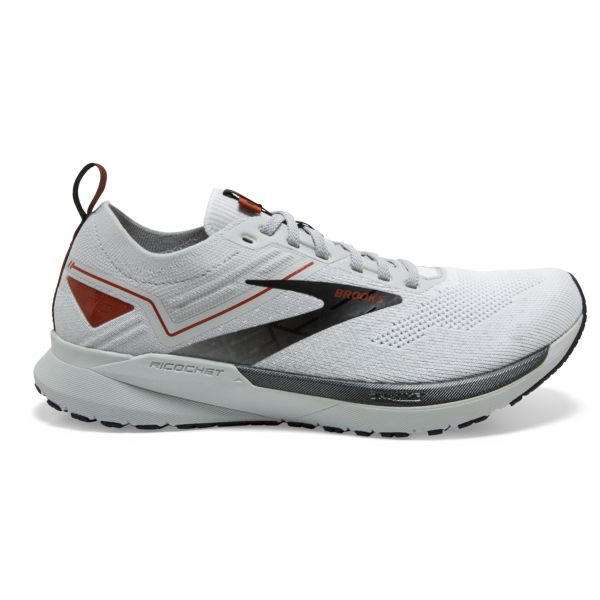 Brooks Ricochet 3 Men\'s Road Running Shoes White / Grey / Orange | USA-527360