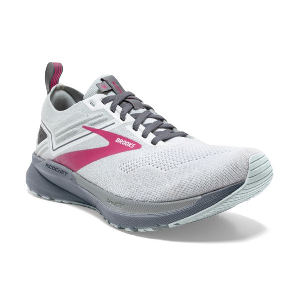 Brooks Ricochet 3 Women's Road Running Shoes White / Grey / Pink | USA-127836